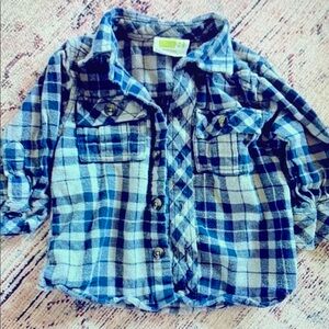 Crazy 8 Kids Blue Plaid Button Down Shirt